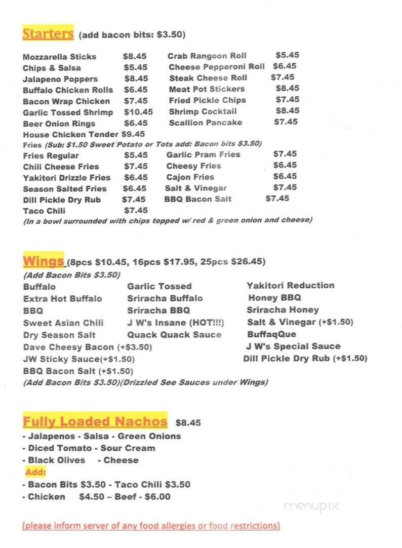 Jw's Pub - Coventry, RI menu_pic