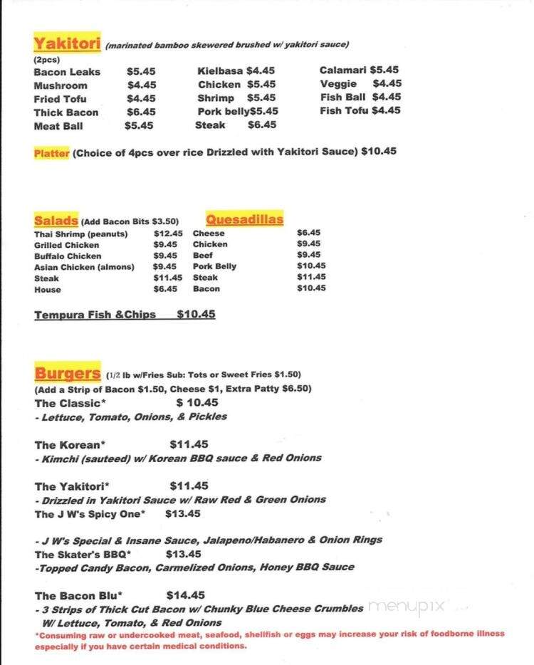 Jw's Pub - Coventry, RI menu_pic