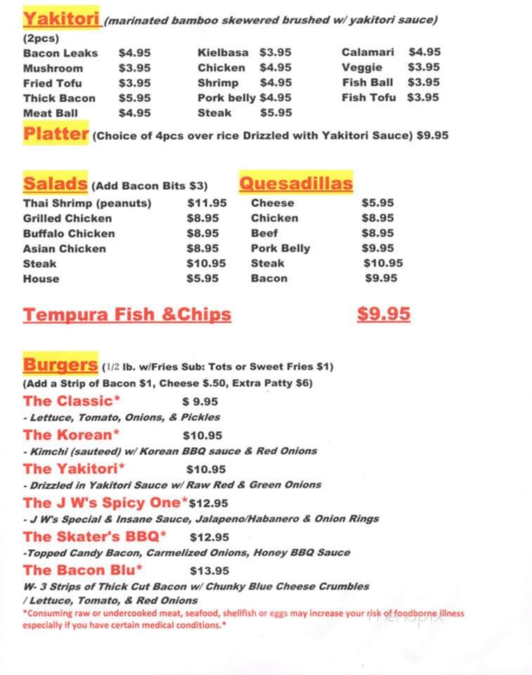 Jw's Pub - Coventry, RI menu_pic