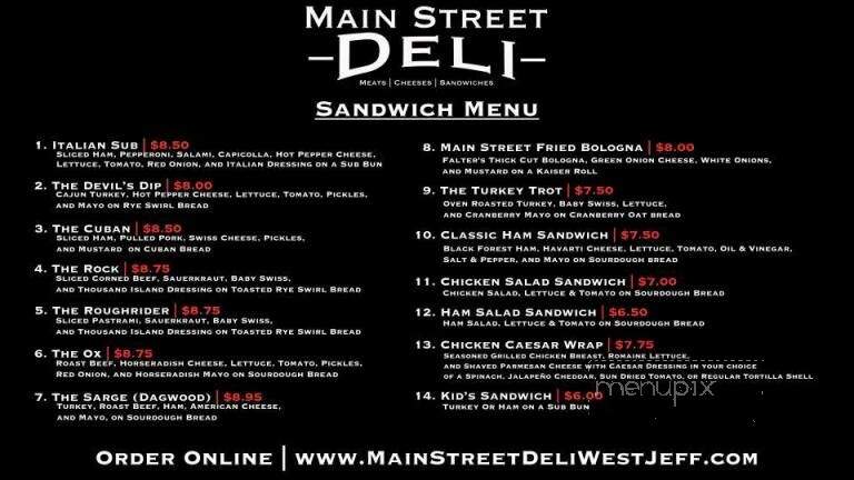 Main Street Deli - West Jefferson, OH menu_pic