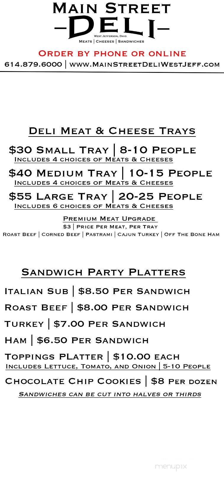 Main Street Deli - West Jefferson, OH menu_pic