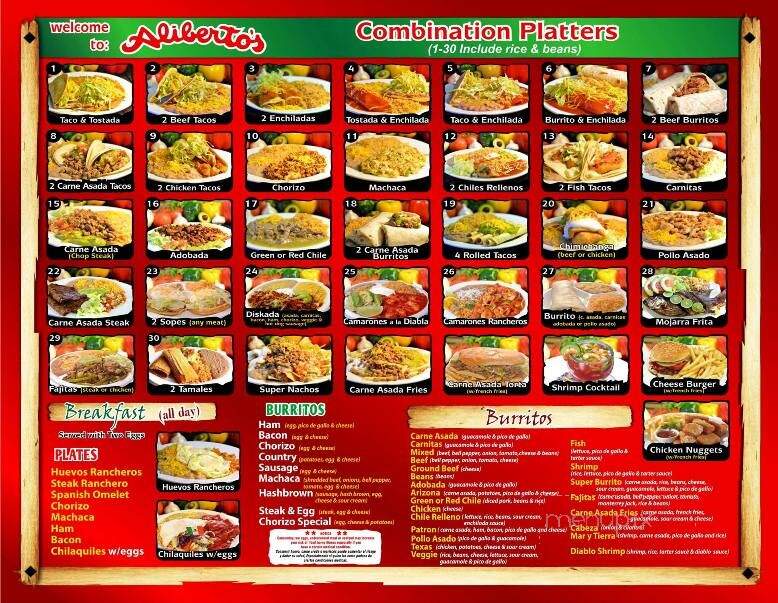 Aliberto's Mexican Food - Eagar, AZ menu_pic