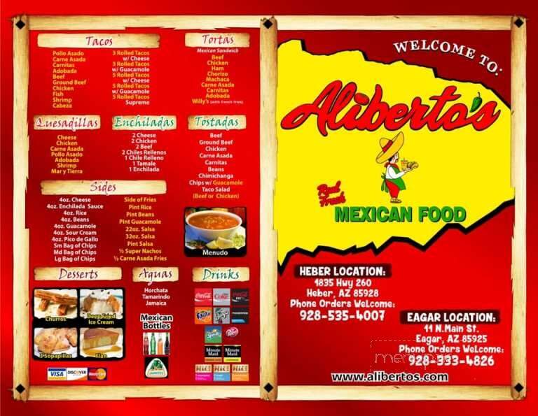 Aliberto's Mexican Food - Eagar, AZ menu_pic