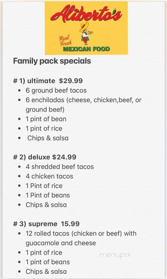 Aliberto's Mexican Food - Eagar, AZ menu_pic