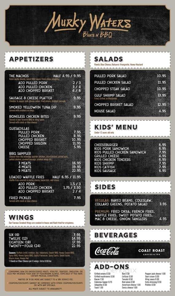 Murky Waters Blues & BBQ - Hattiesburg, MS menu_pic