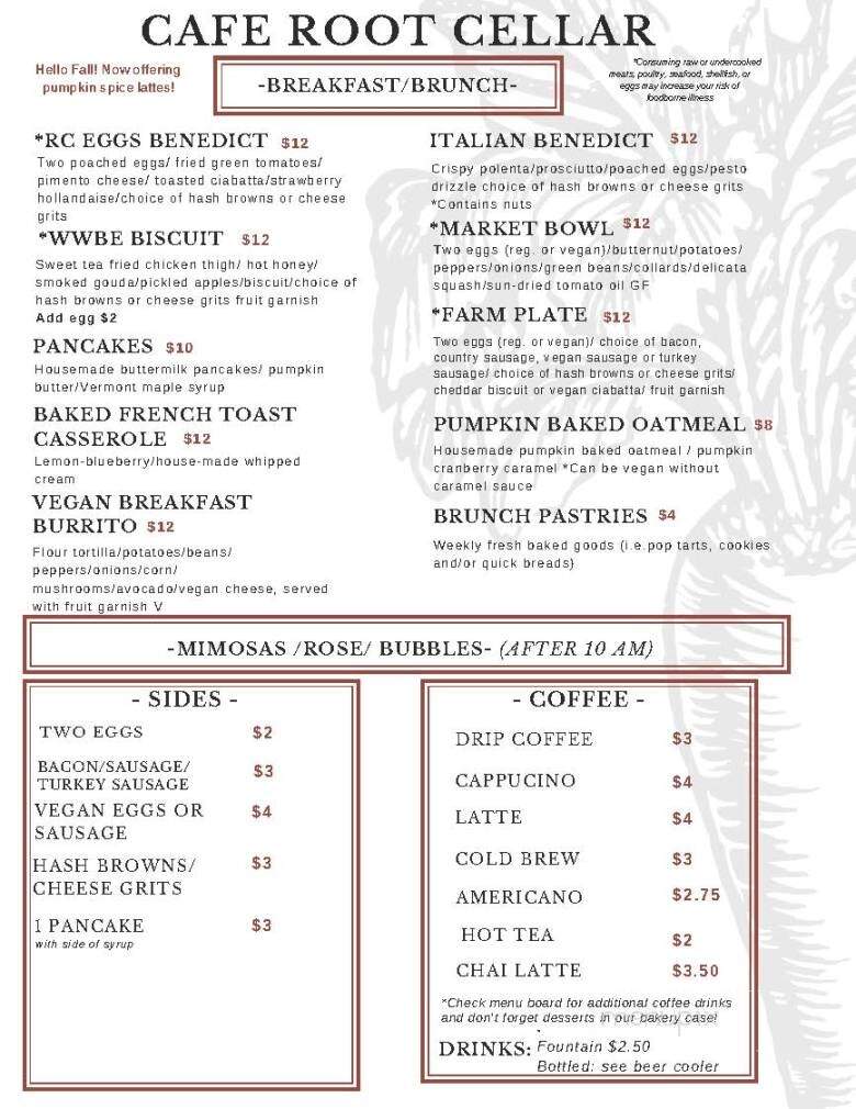 The Root Cellar Cafe Catering - Pittsboro, NC menu_pic