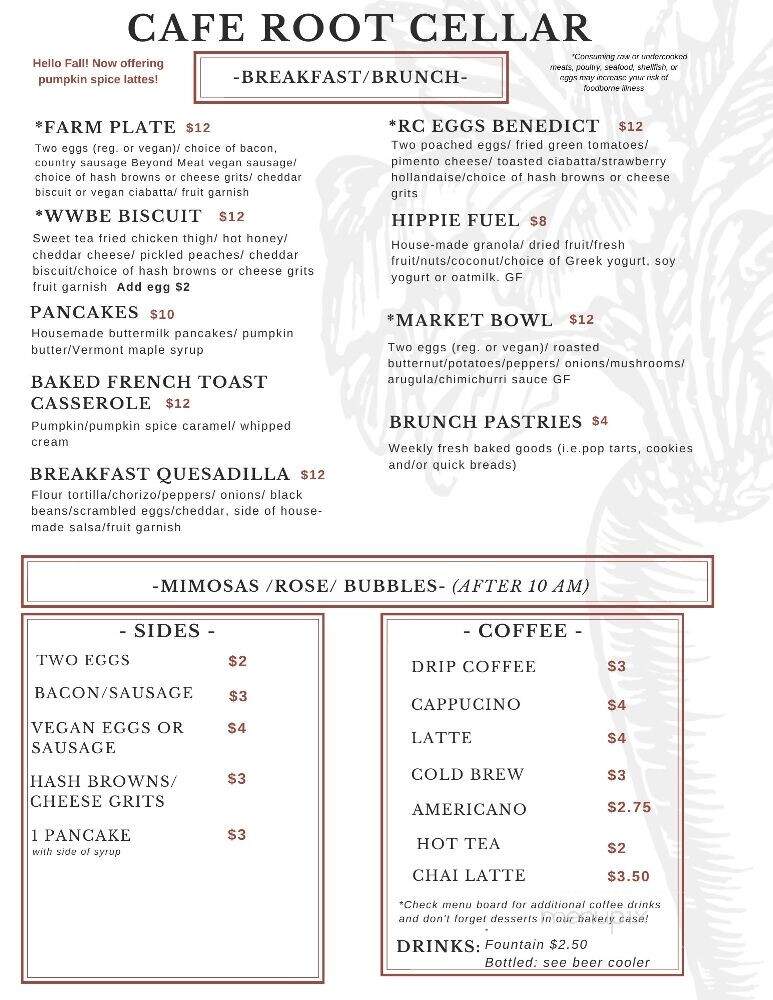 The Root Cellar Cafe Catering - Pittsboro, NC menu_pic