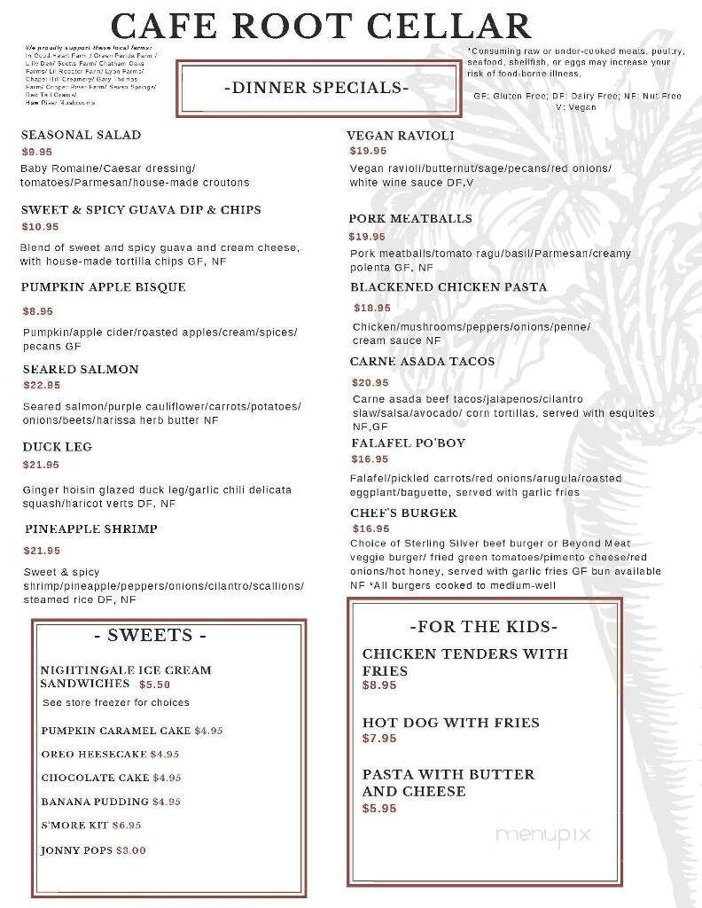 The Root Cellar Cafe Catering - Pittsboro, NC menu_pic