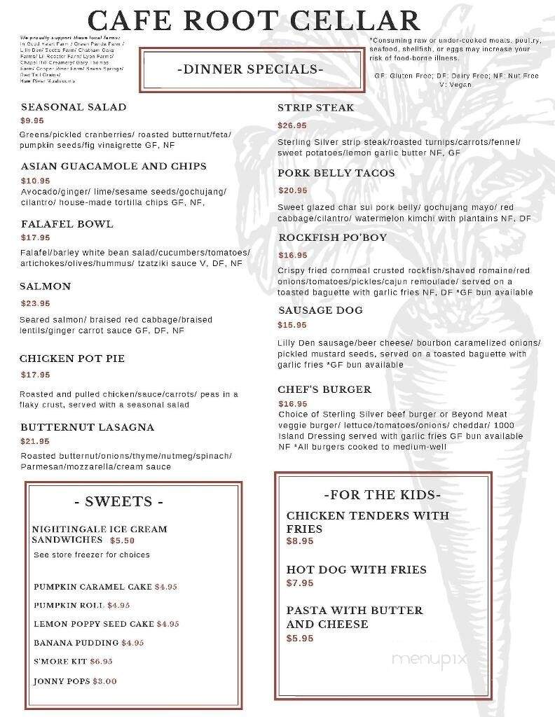 The Root Cellar Cafe Catering - Pittsboro, NC menu_pic