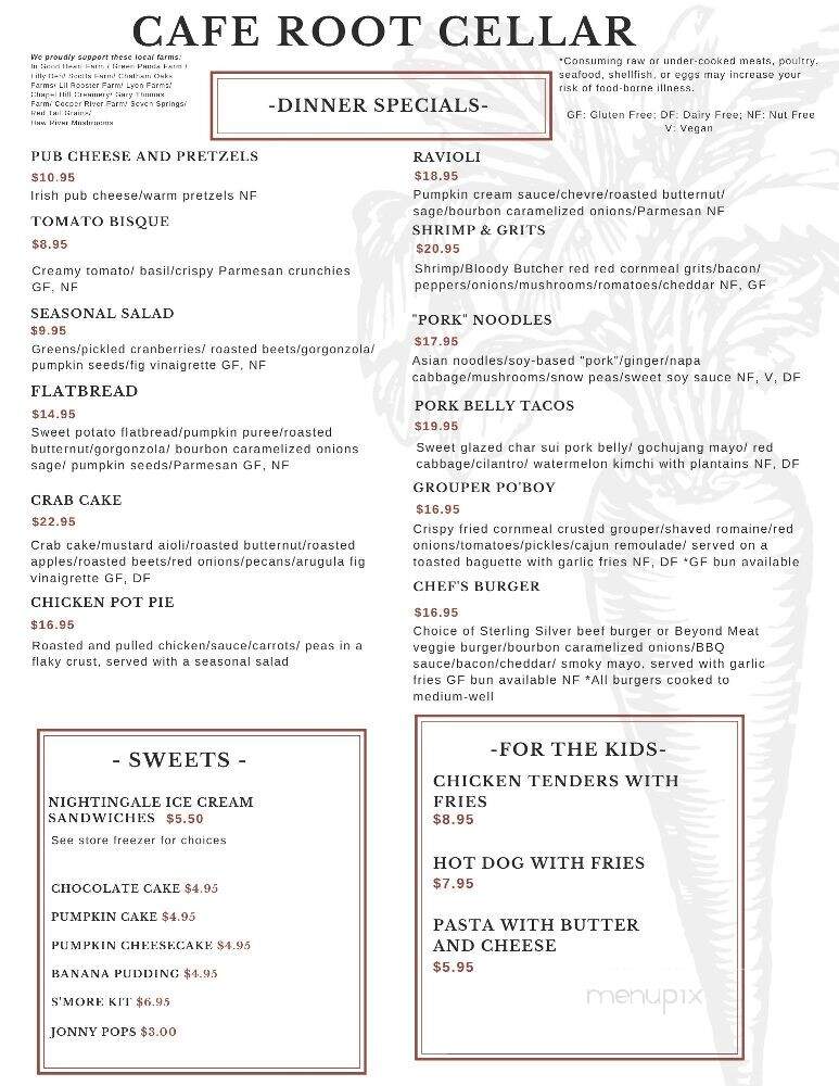 The Root Cellar Cafe Catering - Pittsboro, NC menu_pic