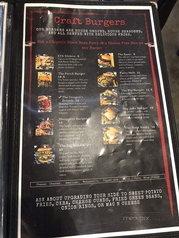 The Porch at ETX - Tyler, TX menu_pic