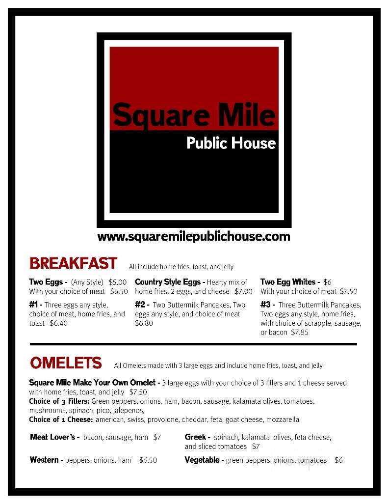 Square Mile Public House - Mountville, PA menu_pic