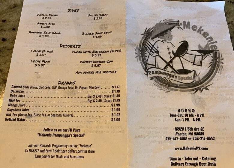 Mekenie Pampangga's Special - Renton, WA menu_pic