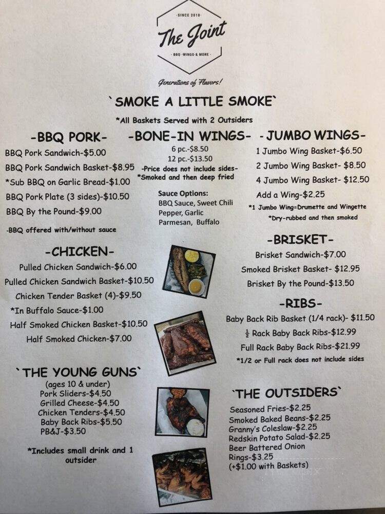 The Joint-BBQ, Wings, & More - Eddyville, KY menu_pic