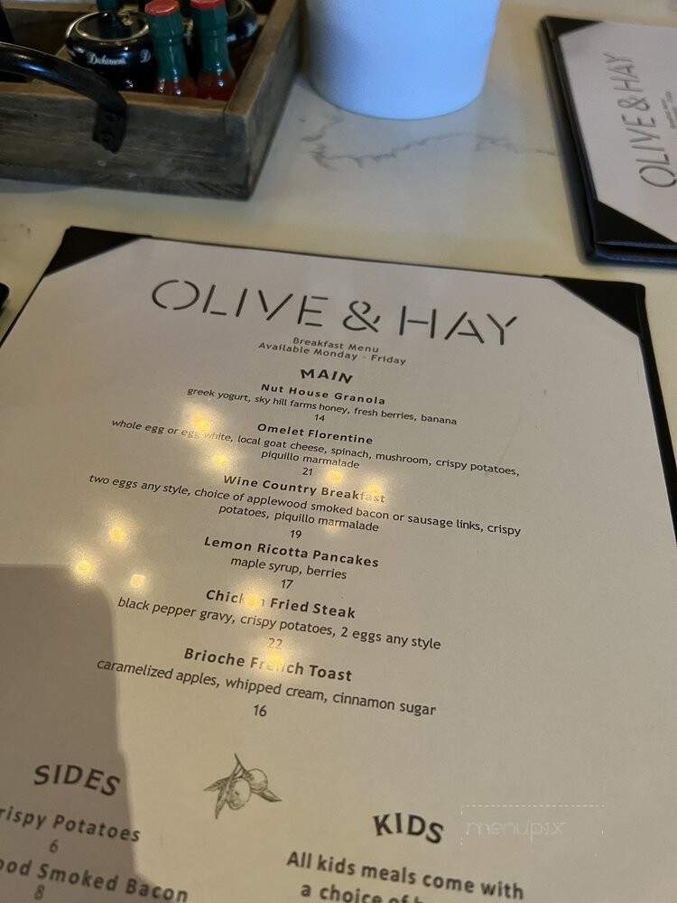 Olive & Hay - Napa, CA menu_pic