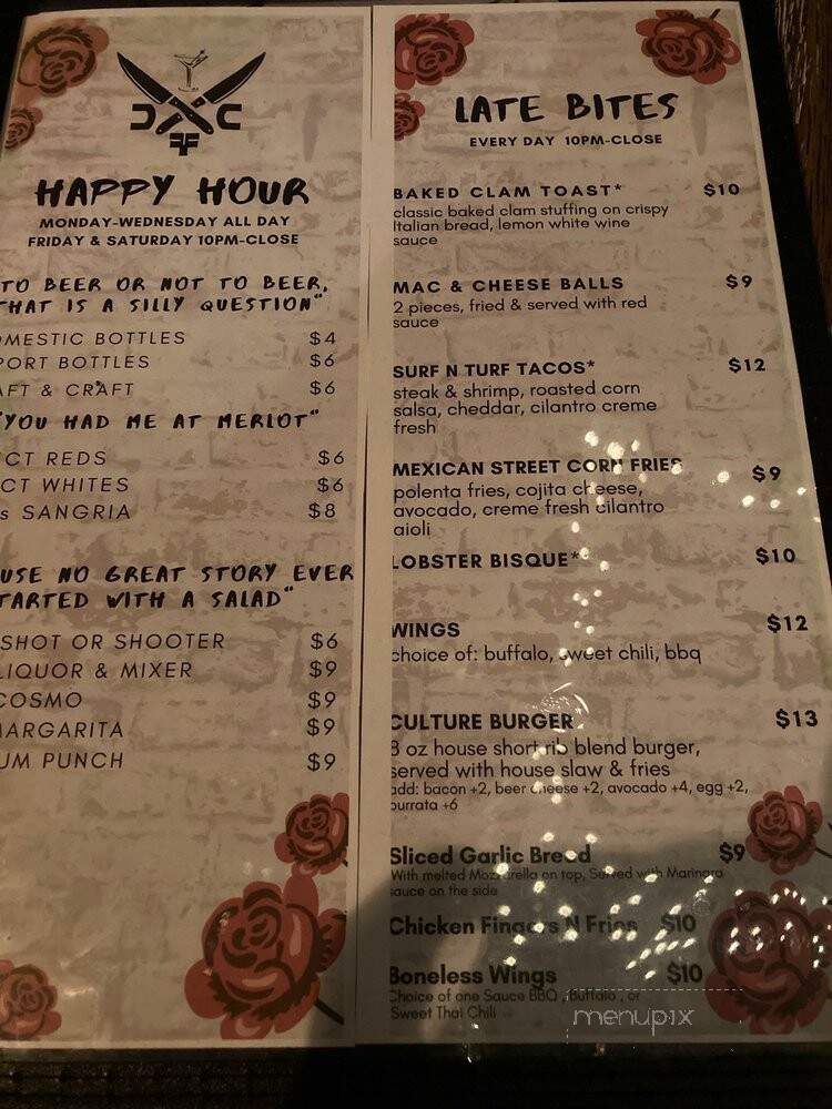 Culture Fine Food and Cocktails - Babylon, NY menu_pic