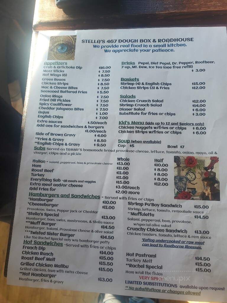 Stella's 467 DoughBox & Roadhouse - Afton, WY menu_pic
