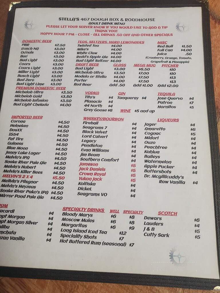 Stella's 467 DoughBox & Roadhouse - Afton, WY menu_pic