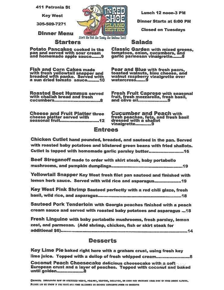 Red Shoe Island Bistro - Key West, FL menu_pic