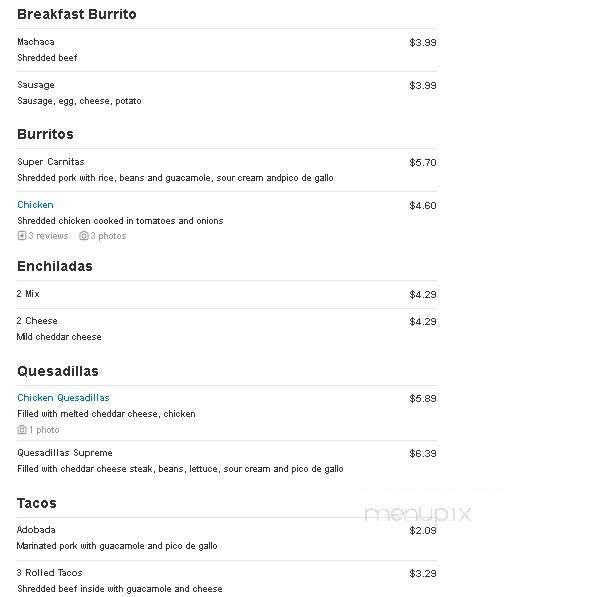 El Super Taco - Apple Valley, MN menu_pic