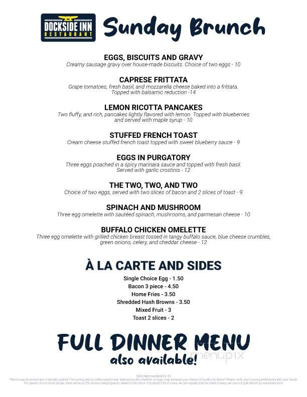 Dockside Inn Restaurant - Cadillac, MI menu_pic