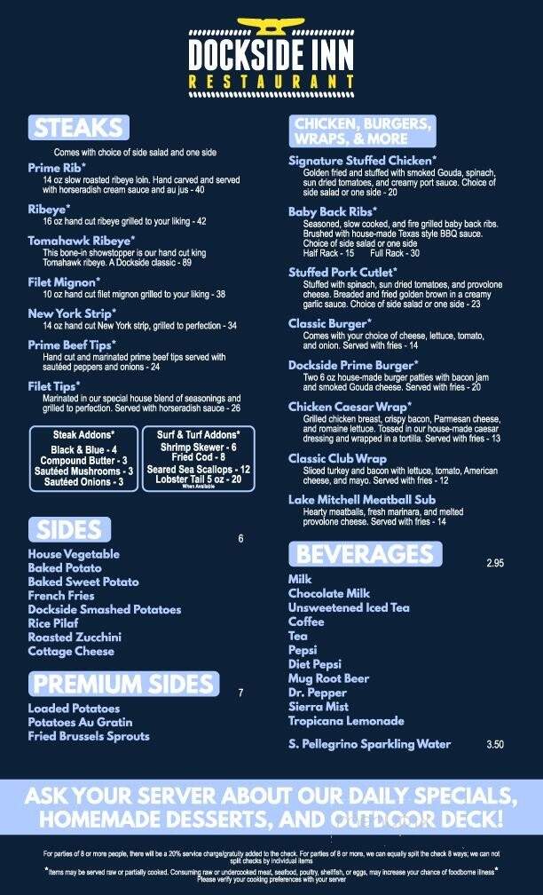Dockside Inn Restaurant - Cadillac, MI menu_pic
