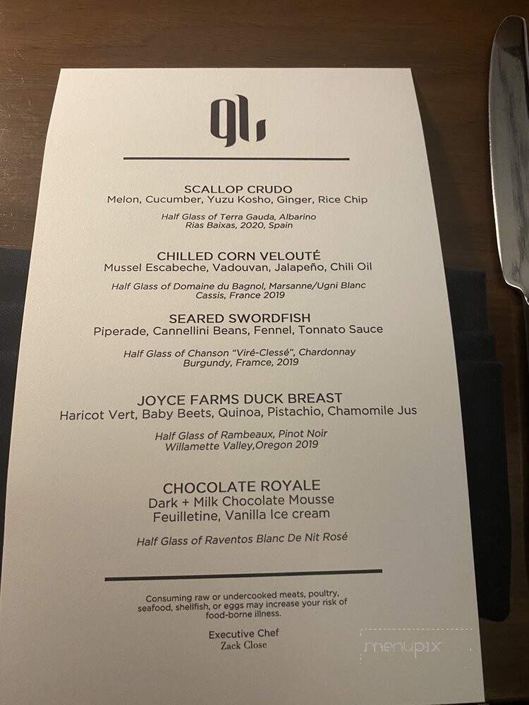 Glass Light Restaurant - Norfolk, VA menu_pic