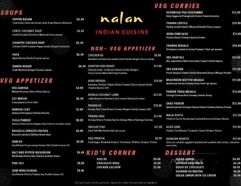 Nalan Indian Cuisine - Lemoyne, PA menu_pic