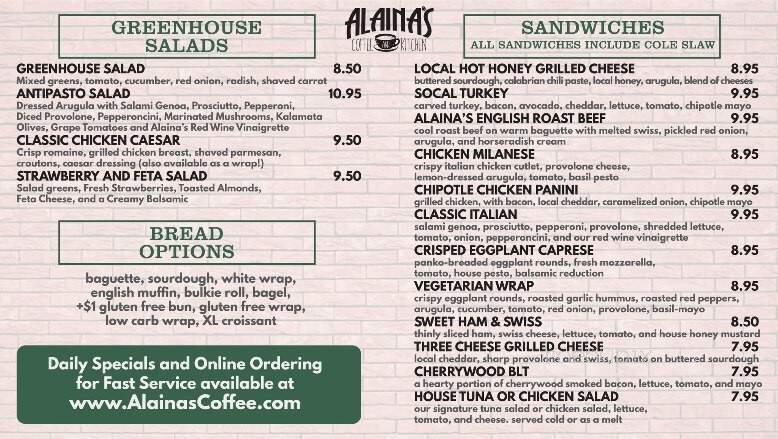 Alaina's Coffee and Kitchen - West Greenwich, RI menu_pic