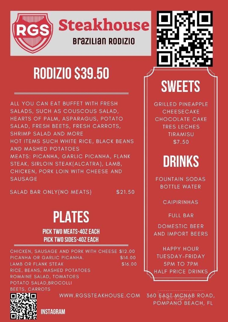RGS Steakhouse - Pompano Beach, FL menu_pic