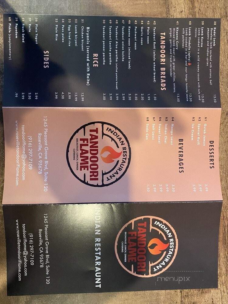 Tandoori Flame - Roseville, CA menu_pic