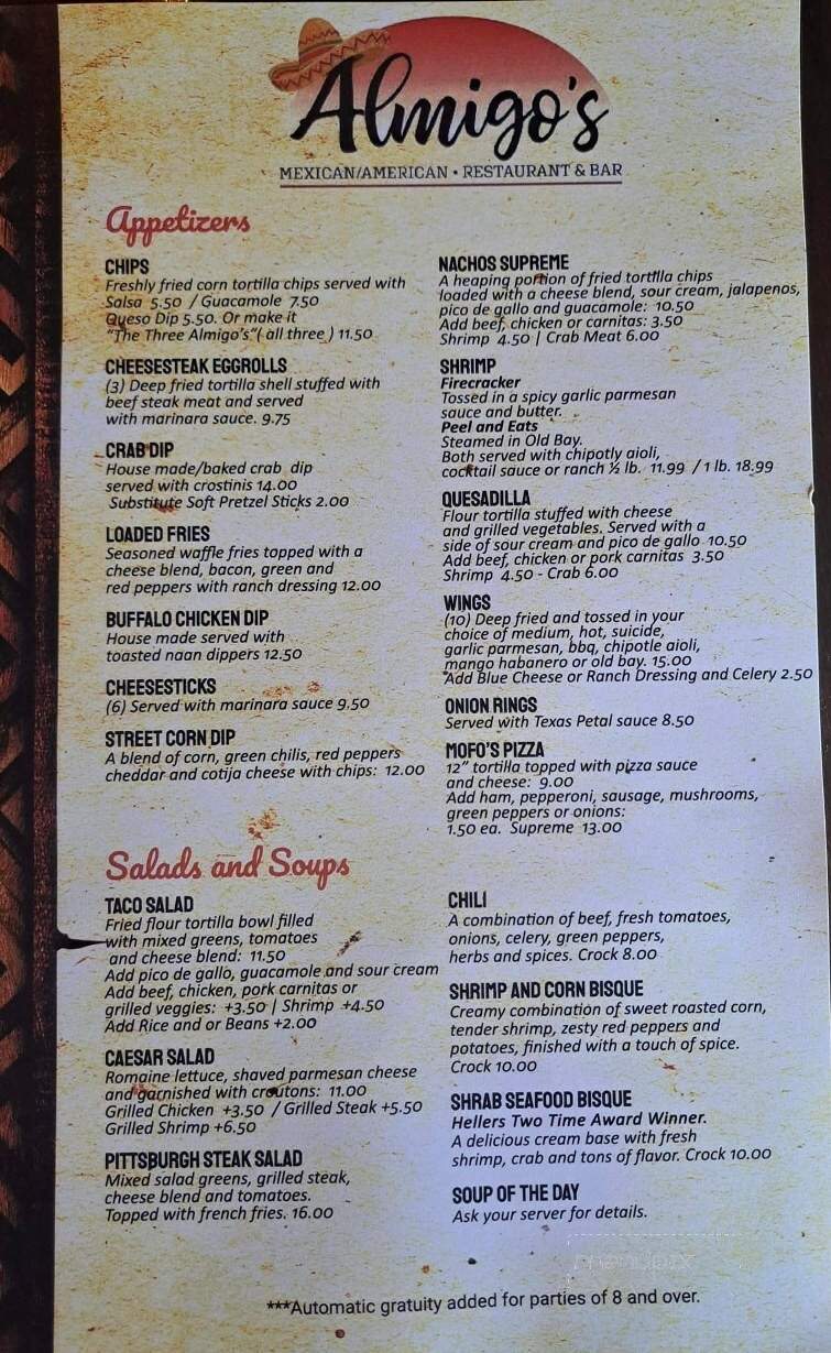 Almigos Restaurant & Grill - Lancaster, PA menu_pic