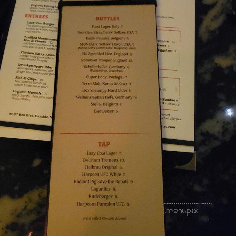The Lazy Cow - Bayside, NY menu_pic