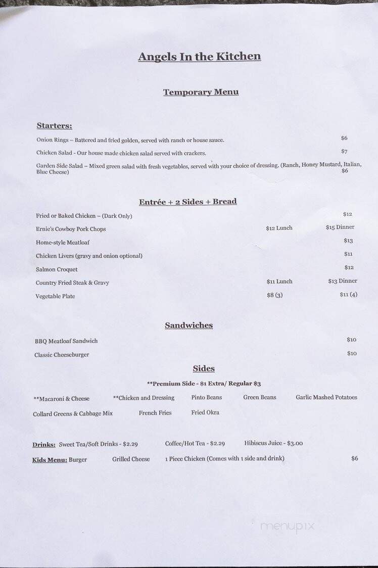 Angels in the Kitchen - Villa Rica, GA menu_pic