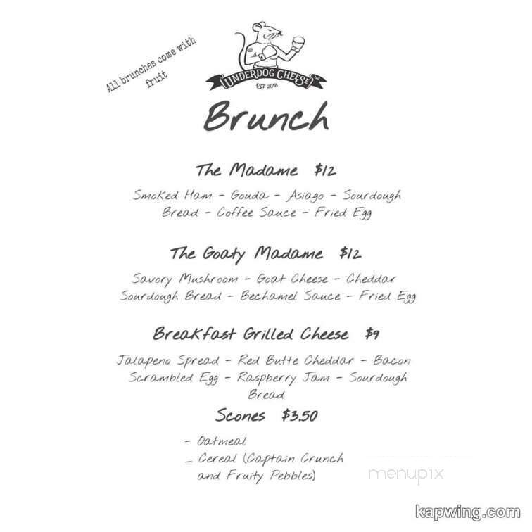 Underdog Cheese - Palisade, CO menu_pic