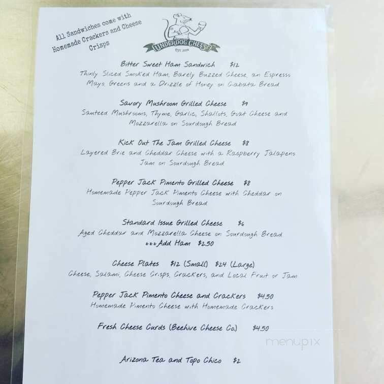 Underdog Cheese - Palisade, CO menu_pic