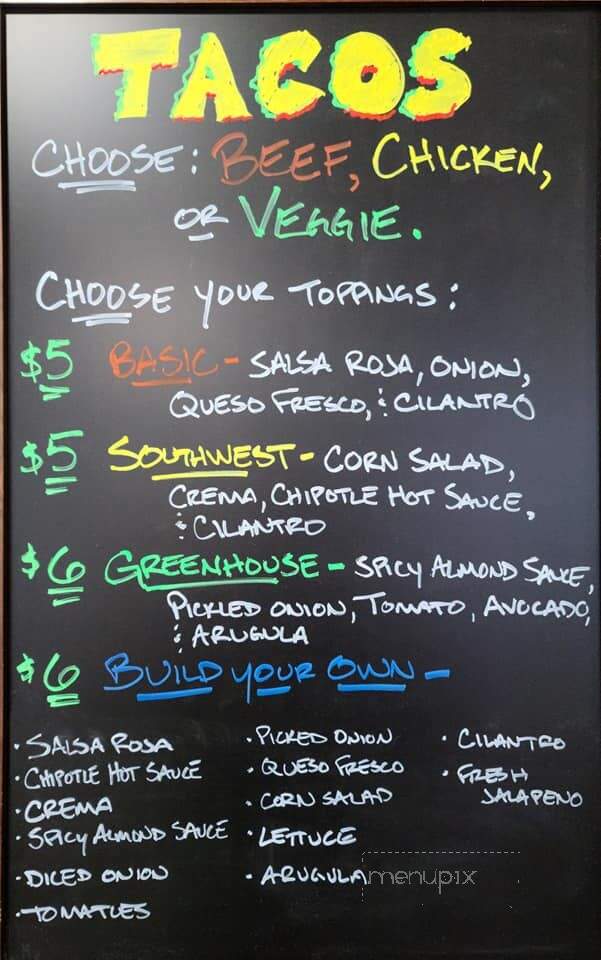 Greenhouse Arcade - Windber, PA menu_pic