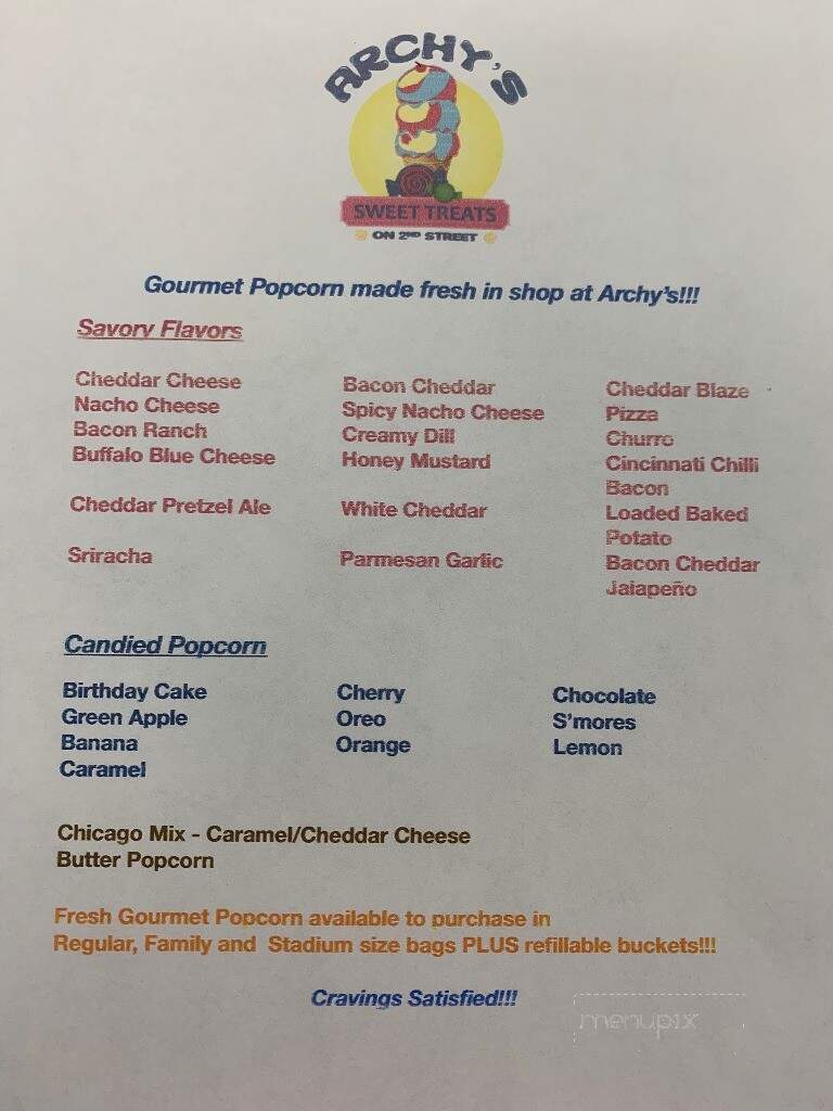 Archy's Sweet Treats On 2nd Street - Peotone, IL menu_pic