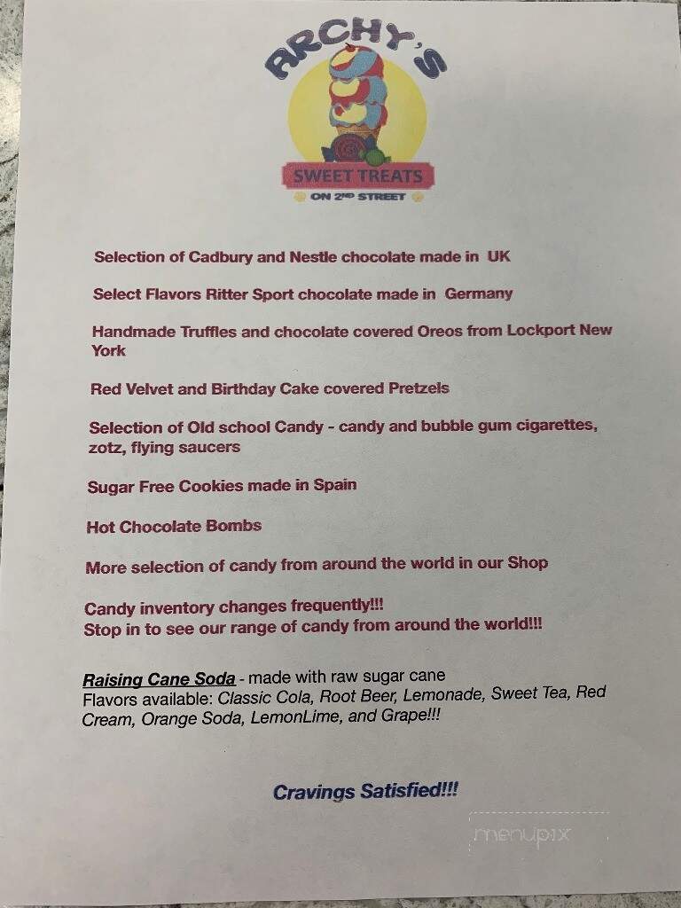 Archy's Sweet Treats On 2nd Street - Peotone, IL menu_pic
