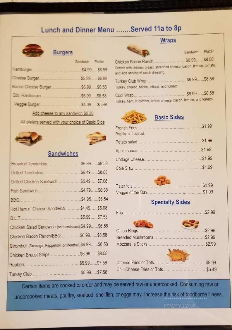 Pioneer Cafe - Bowling Green, IN menu_pic