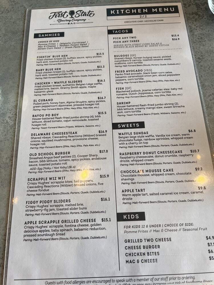 First State Brewing Company - Middletown, DE menu_pic