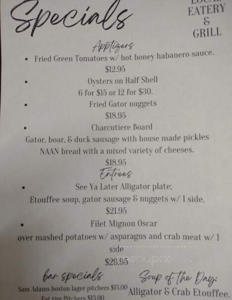 Local Eatery and Grill - Sevierville, TN menu_pic
