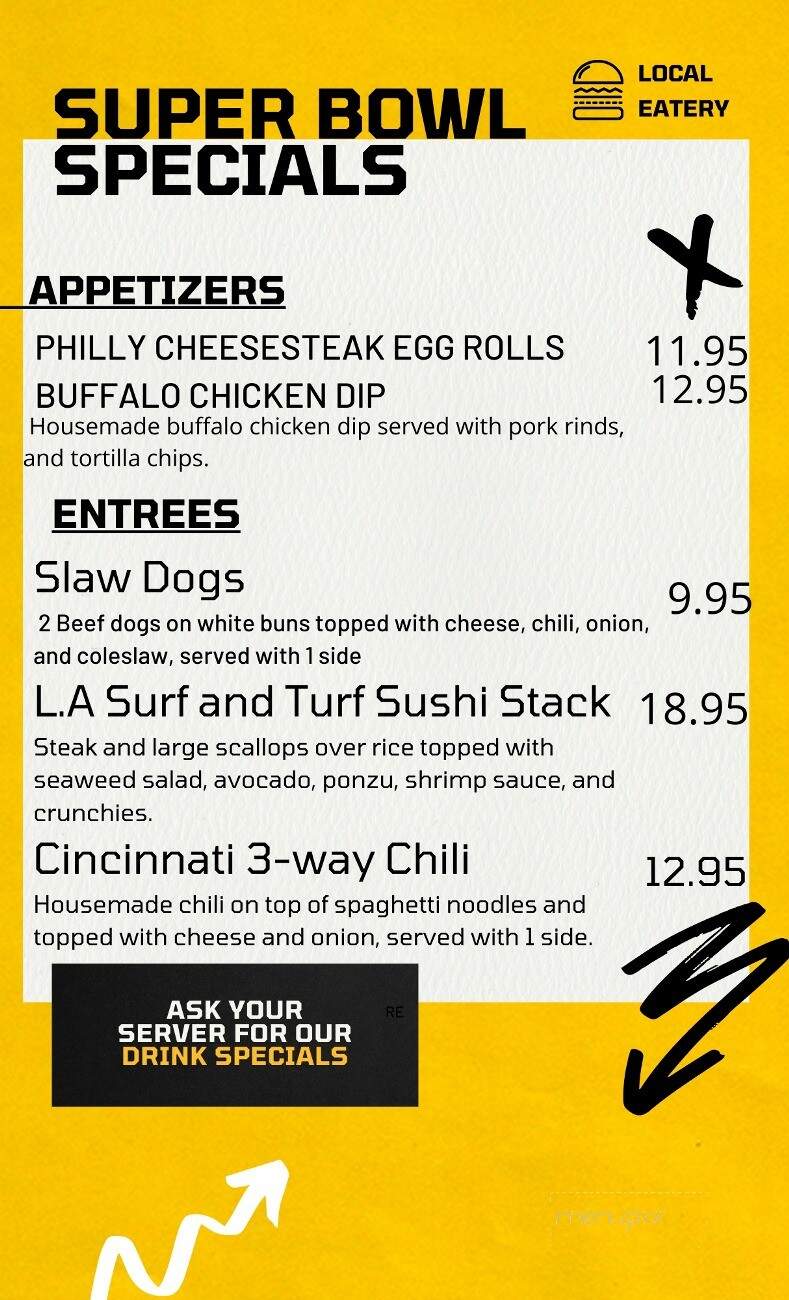 Local Eatery and Grill - Sevierville, TN menu_pic