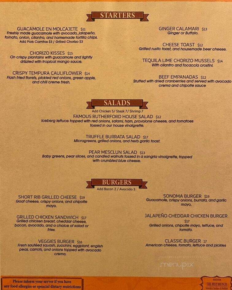 Sonoma Bistro Bar & Grill - Nutley, NJ menu_pic