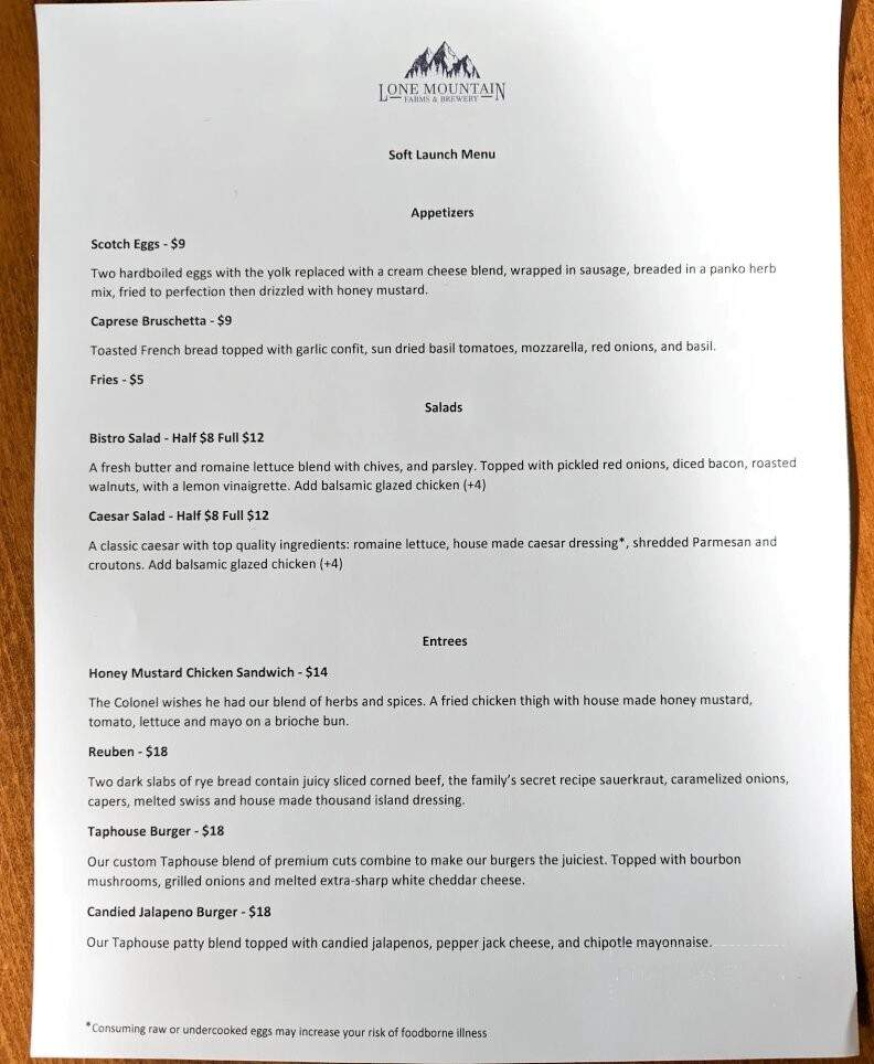 Lone Mountain Farms & Brewery - Hayden, ID menu_pic