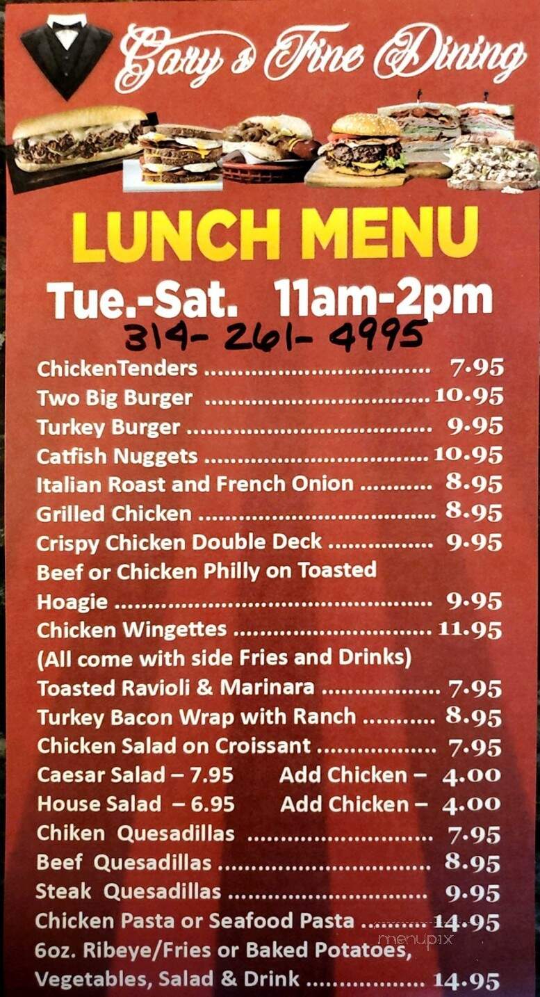Gary's Fine Dining - St. Louis, MO menu_pic