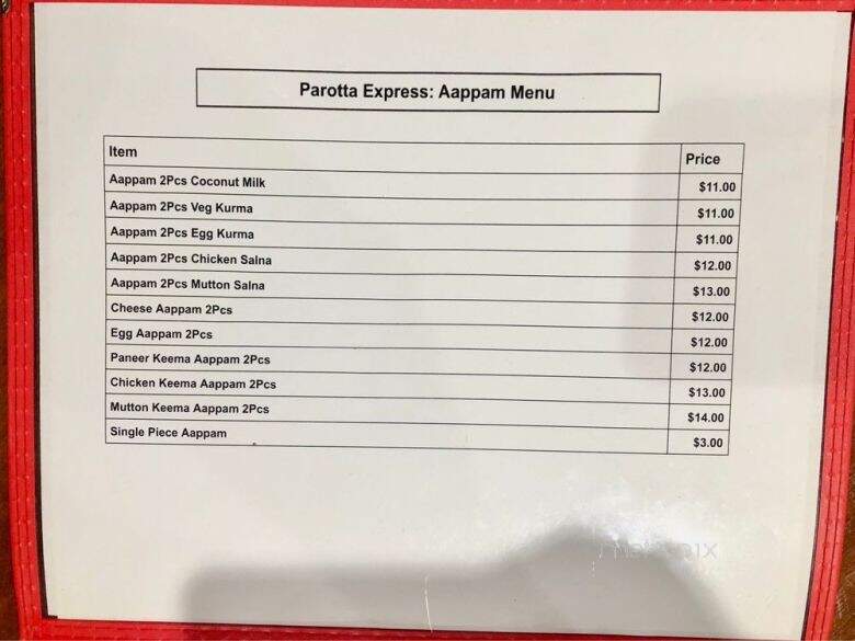 Parotta Express - Irving, TX menu_pic