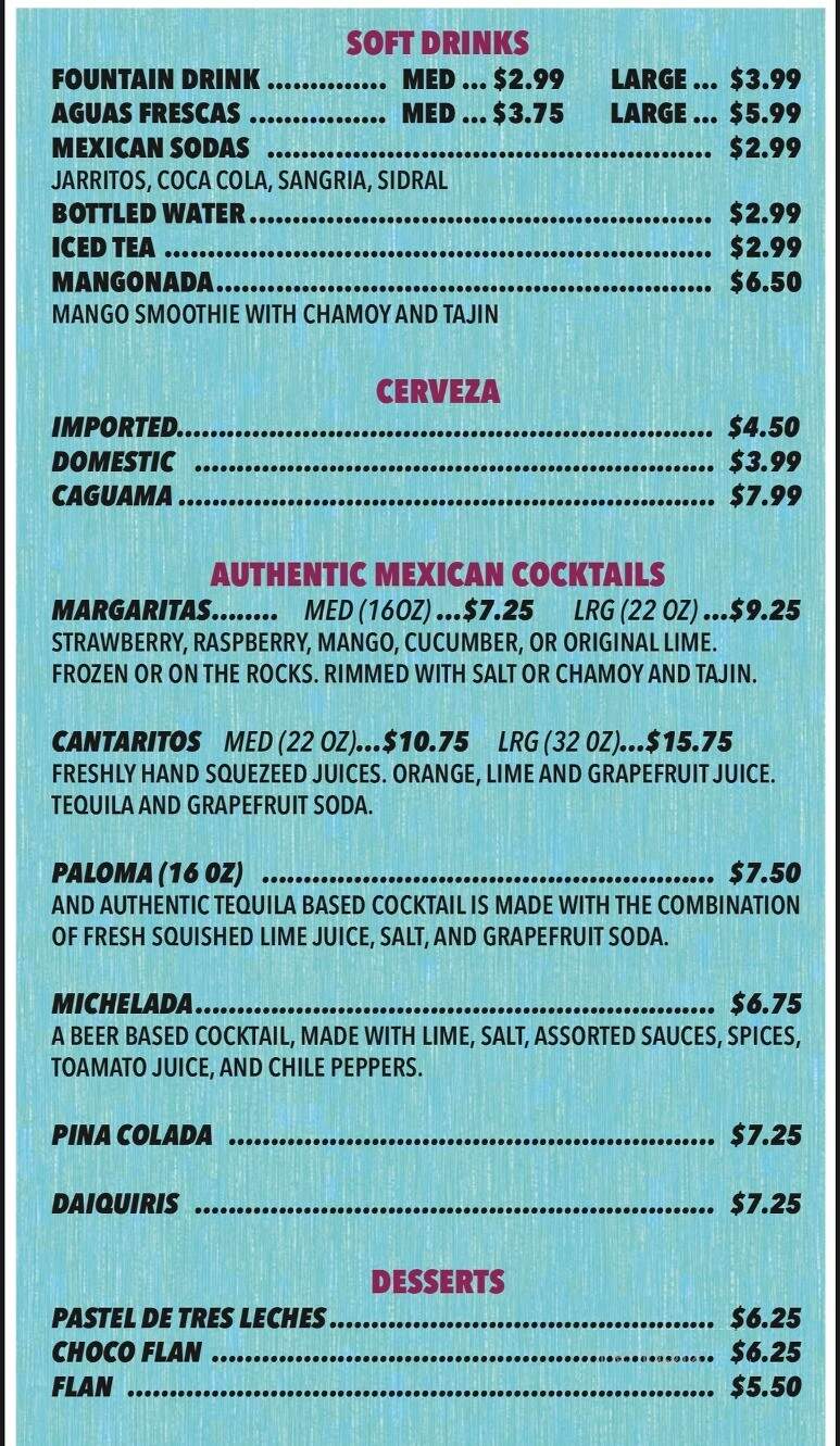 Taqueria Monarca - Onalaska, WI menu_pic