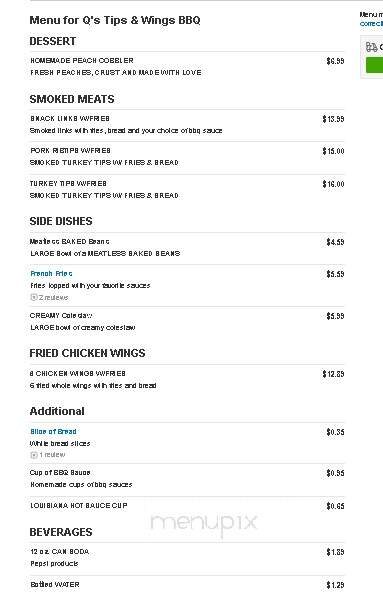Q's Tips & Wings - Chicago, IL menu_pic