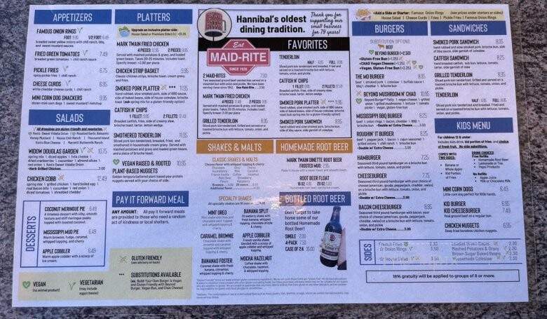 Mark Twain Dinette - Hannibal, MO menu_pic